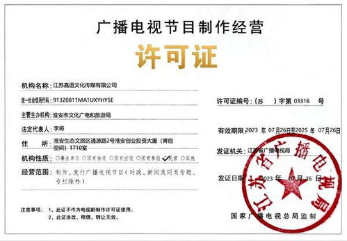 淮安城市網喜獲廣播電視節目制作經營許可證，開啟內容創作新篇章